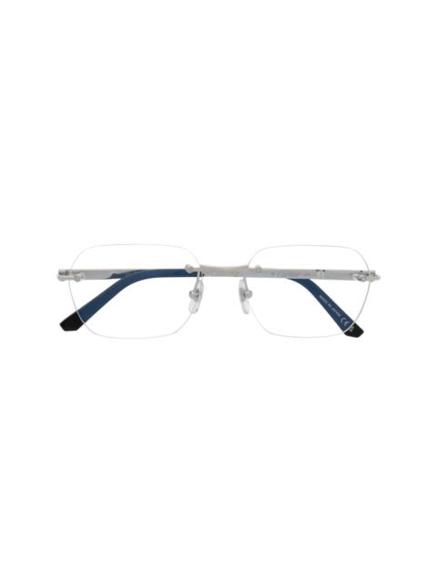 logo-engraved frameless glasses