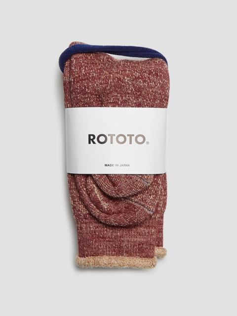 Nigel Cabourn Rototo Double Face Crew Sock in Dark Red/Brown