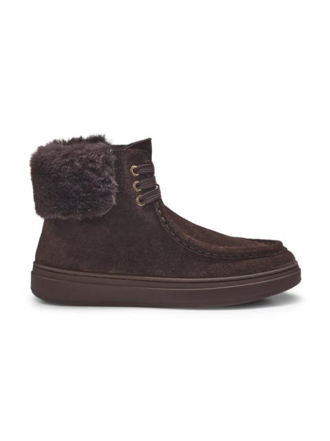 BOSS SUEDE BOOTS WITH FAUX-FUR COLLAR