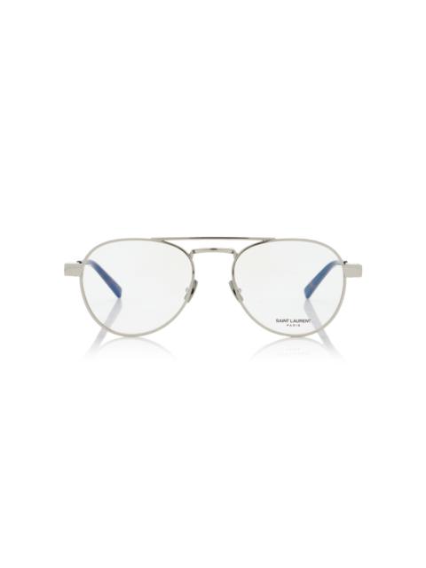 SAINT LAURENT Aviator-Frame Metal Glasses silver
