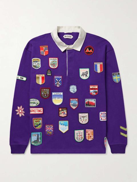BODE Appliquéd Cotton-Jersey Polo Shirt