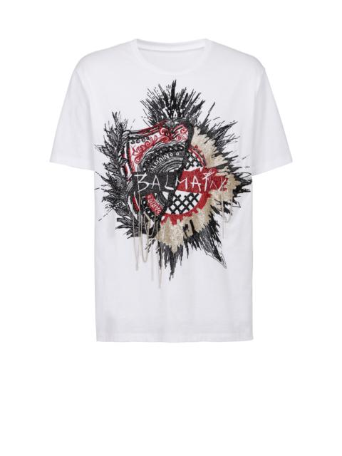 Oversized cotton T-shirt with embroidered Balmain logo