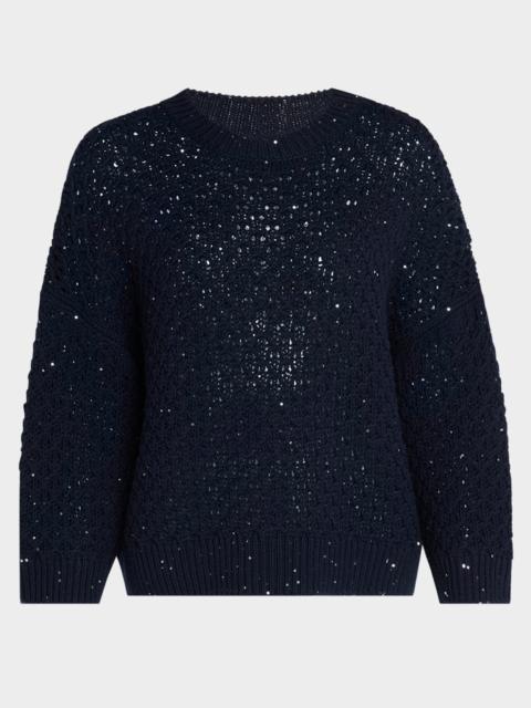 PESERICO Crewneck Open-Knit Wool Sweater