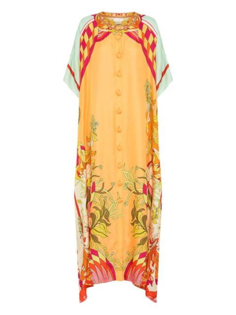 CAMILLA buttoned floral-detail maxi dress