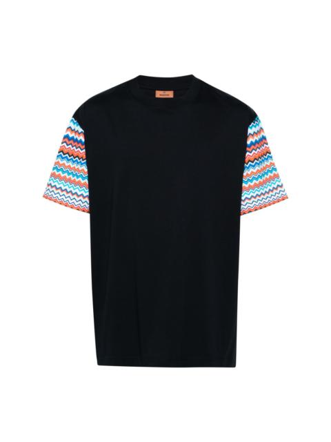 zigzag-sleeves cotton T-shirt