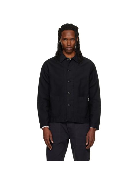 Merz b. Schwanen Black Cropped Sateen Canvas Worker Jacket
