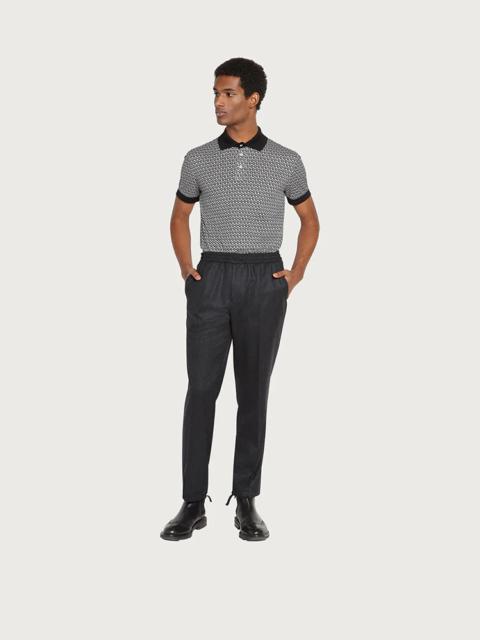 FERRAGAMO SHORT SLEEVED POLO WITH JACQUARD GANCINI