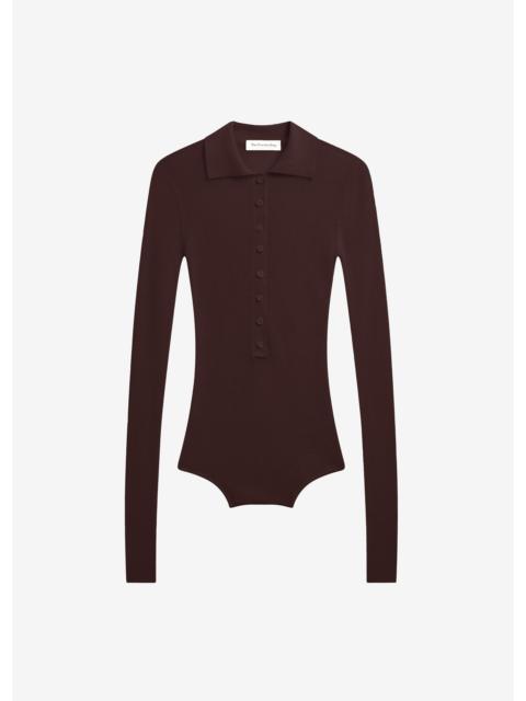 The Frankie Shop Solana Polo Bodysuit - Burgundy