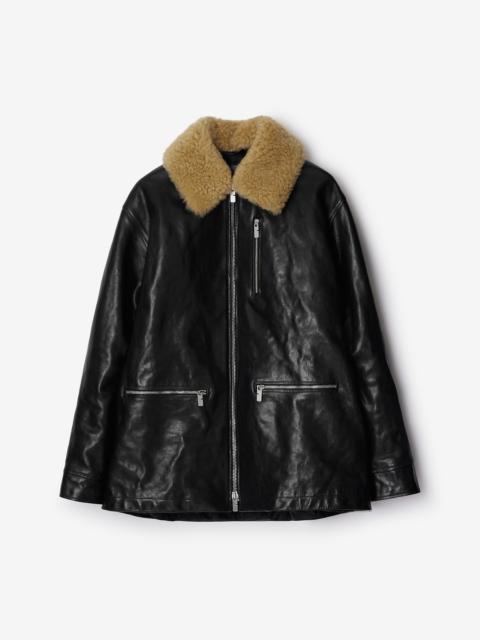 Burberry Short Leather Car Coat