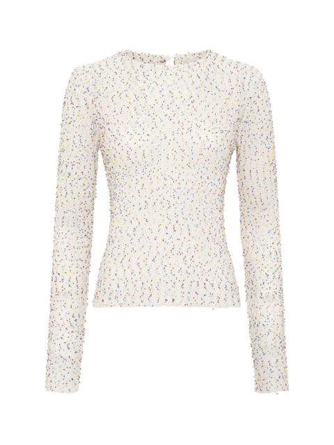GABRIELA HEARST Nello Knit Sweater in Ivory Multi Beaded Cashmere Silk