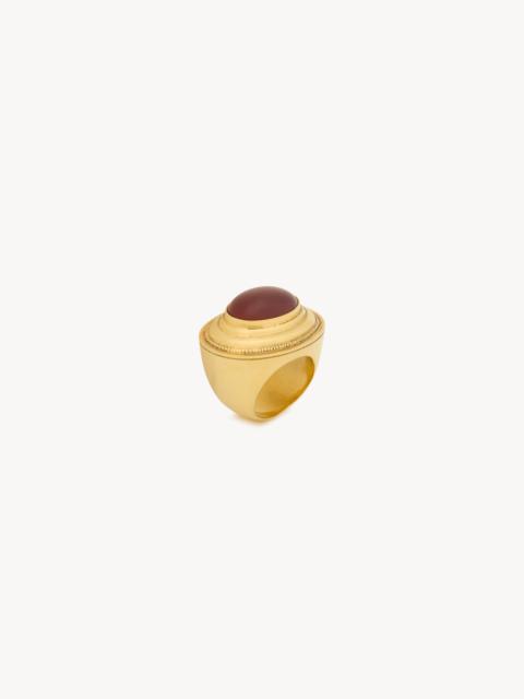 SAINT LAURENT CABOCHON DOME RING IN AGATE AND METAL