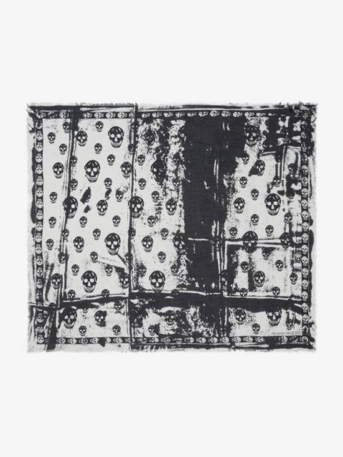 Men's Classic Fold Skull Foulard in Ivory/black