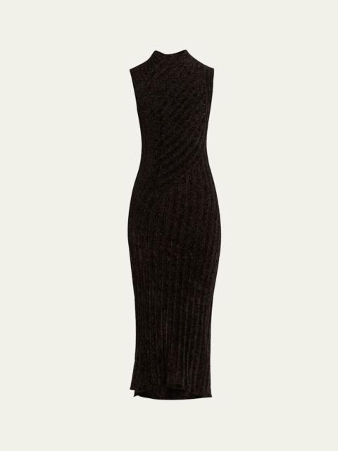 GIORGIO ARMANI Ribbed Chenille Sleeveless Midi Dress