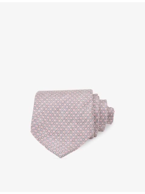 REISS Emilio Geometric-Print Silk Tie