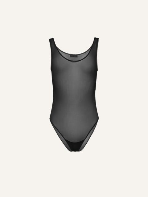 MAGDA BUTRYM Mesh scalloped bodysuit in black