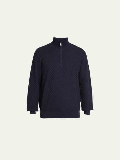Brioni Men's Cotton-Silk Blend Quarter-Zip Sweater