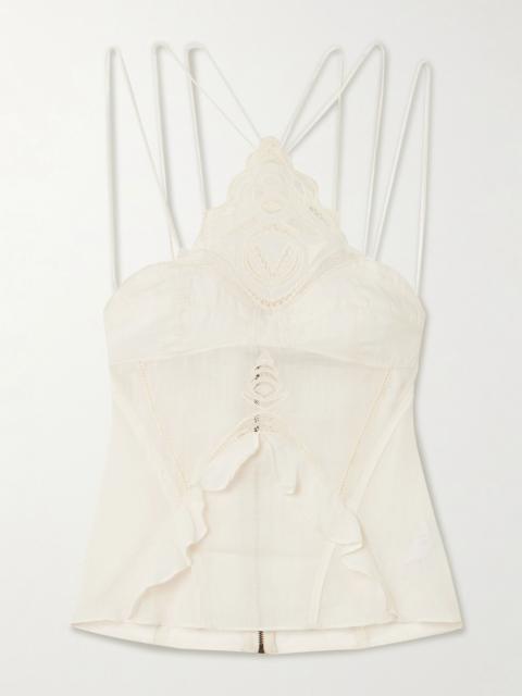 Isabel Marant Leana ruffled broderie anglaise ramie camisole Beige
