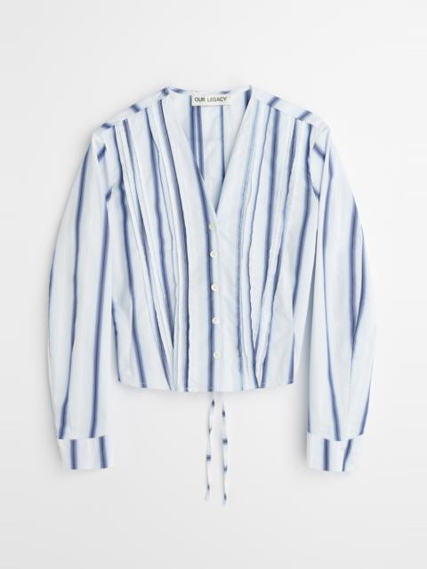 Our Legacy Pleated Shirt Blue Crypto Stripe