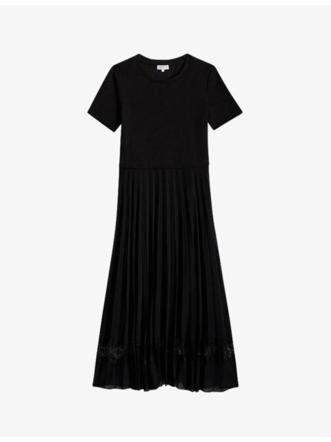 Claudie Pierlot Telie pleated cotton midi dress