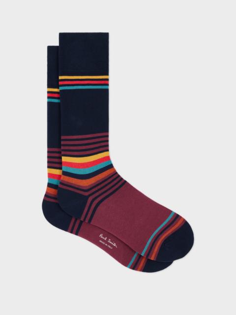 Paul Smith Navy 'Artist Stripe' Cotton-Blend Socks