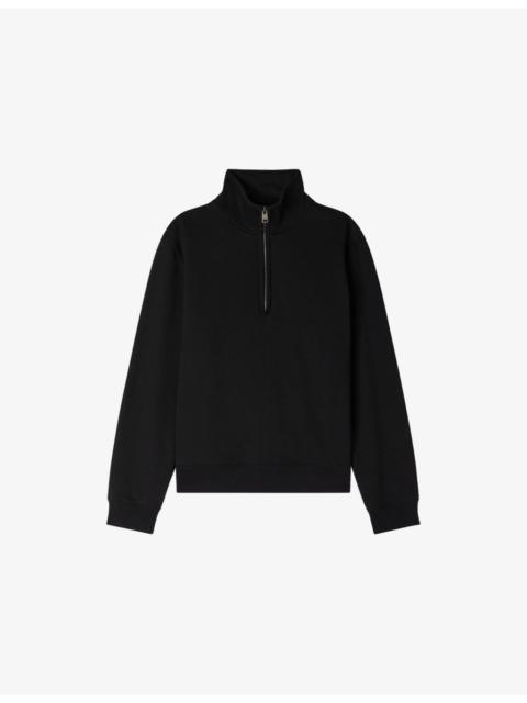 Sandro Funnel-Neck Half-Zip Cotton Sweatshirt