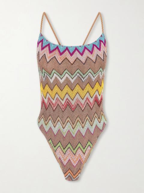 Missoni Mare Striped Metallic Crochet-knit Swimsuit