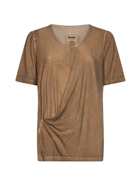 UMA WANG Tan stretch jersey draped Trap top