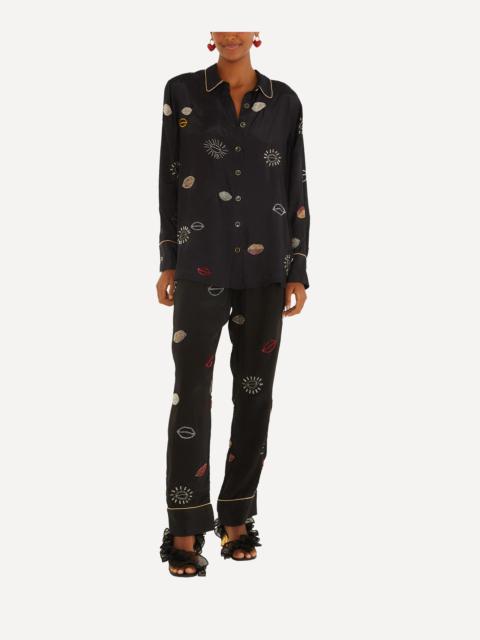 Black Beaded Kisses Pyjama Shirt