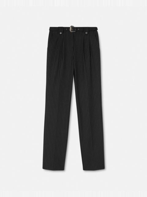 VERSACE JEANS COUTURE Pinstripe Baroque Buckle Pants