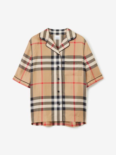 Vintage Check Silk Pyjama Shirt