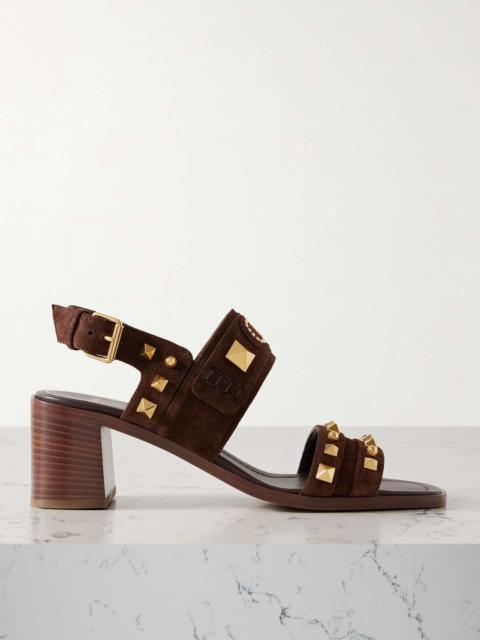 Valentino Plaster Caster 60 studded suede slingback sandals Chocolate