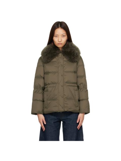 Yves Salomon Green Lamb Fur Short Jacket