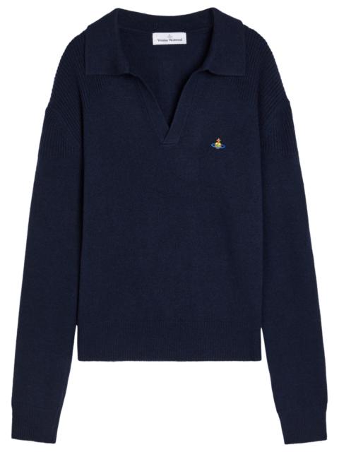 Vivienne Westwood Vivienne Westwood Logo-embroidered Wool and Cashmere-blend Polo Jumper