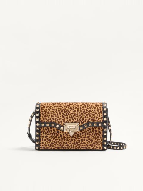 Valentino VALENTINO GARAVANI ROCKSTUD SMALL SHOULDER BAG IN PONY-EFFECT CALFSKIN WITH ANIMAL PRINT
