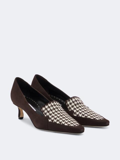 Manolo Blahnik Petusi houndstooth suede pumps