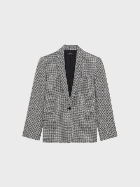 Theory Shawl Collar Blazer in Houndstooth Viscose-Blend
