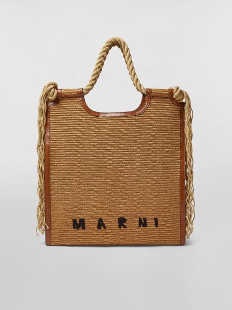 NORTH-SOUTH MATTING SHOPPING BAG WITH FRAYED ROPE HANDLES