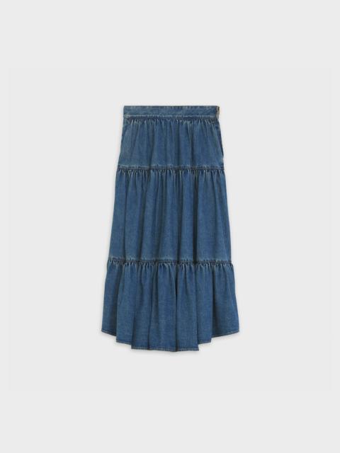 CELINE MIDI PRAIRIE SKIRT IN LIGHTWEIGHT DENIM