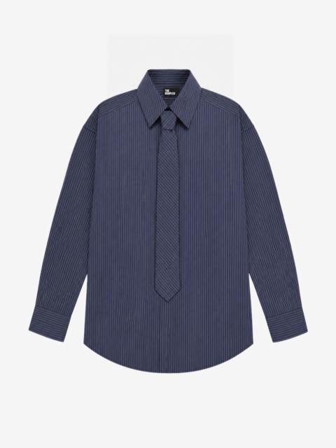 The Kooples STRIPED COTTON SHIRT WITH REMOVABLE NAVY TIE