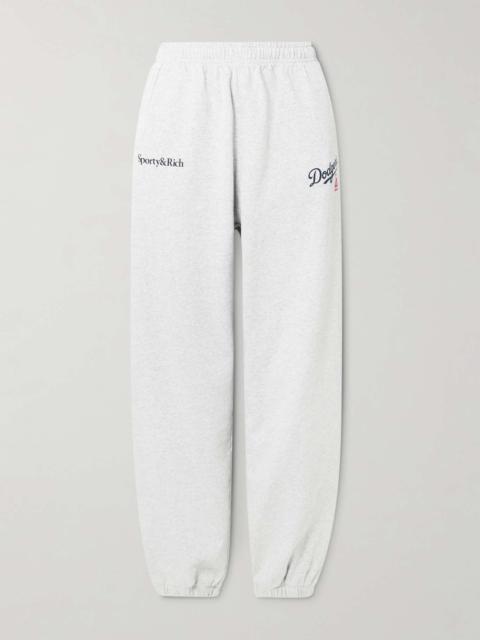 Sporty & Rich + LA Dodgers printed cotton-jersey sweatpants Light gray