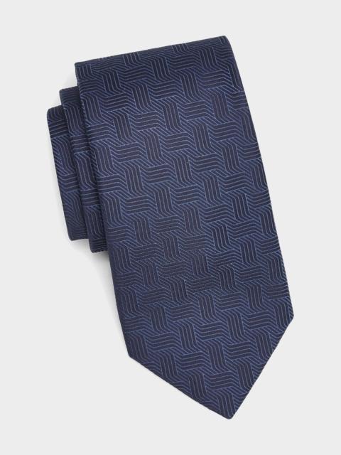 Canali Men's Art Deco Mosaic Stripe Silk Tie
