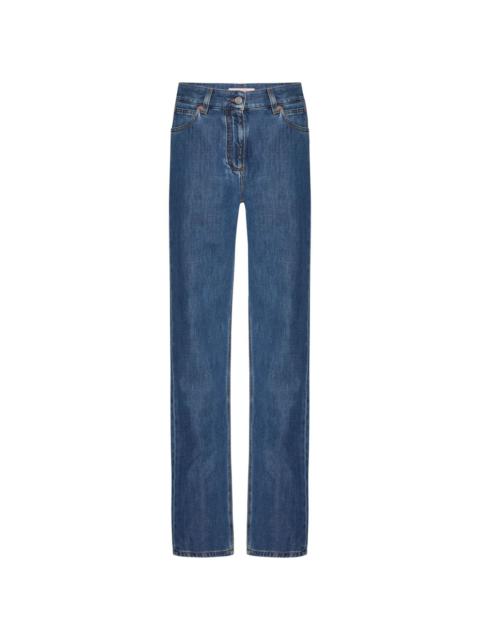 mid-rise straight leg cotton jeans