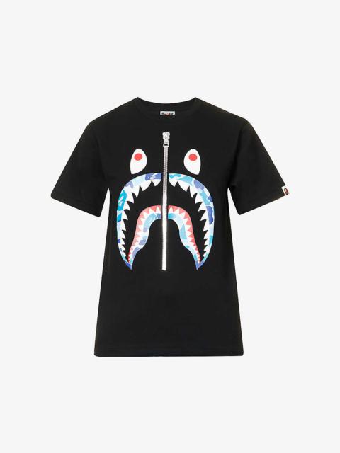 A BATHING APE® Camo shark-print cotton-jersey T-shirt