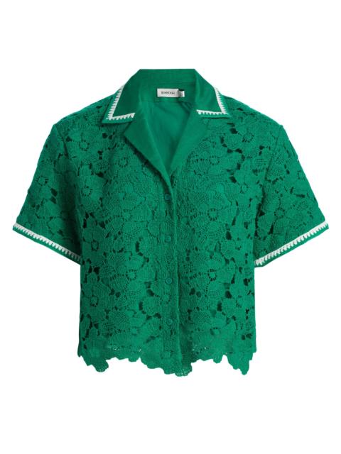 SIMKHAI Women's Glenn Lace Camp Shirt - Kelly Green