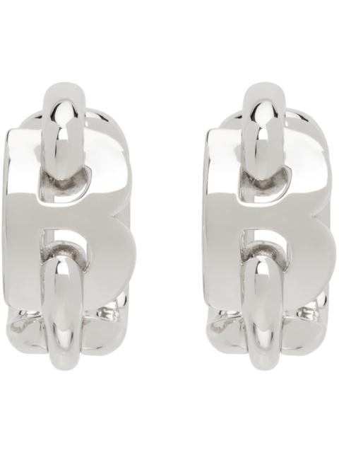 BALENCIAGA Silver B Chain Hoop Earrings