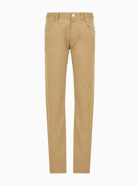 Regular-fit, five-pocket trousers in ribbed cotton and cashmere