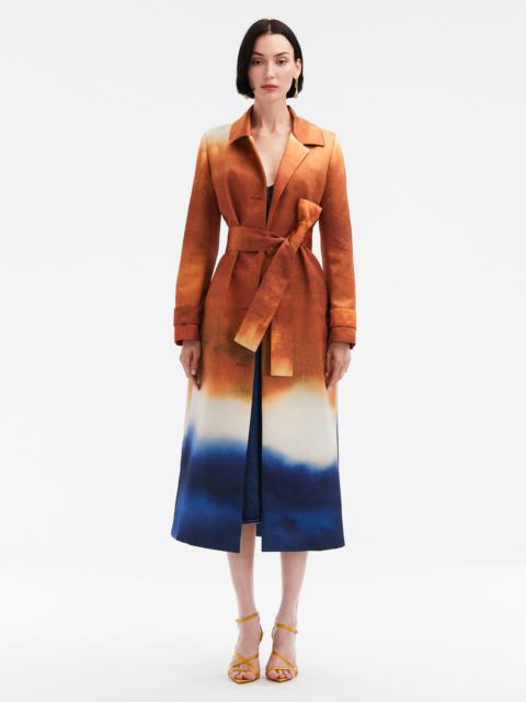 Oscar de la Renta ABSTRACT OMBRÉ SATIN TRENCH COAT