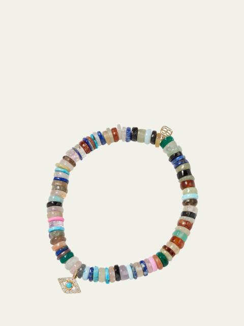 SYDNEY EVAN Opal Bead Diamond Evil Eye Bracelet