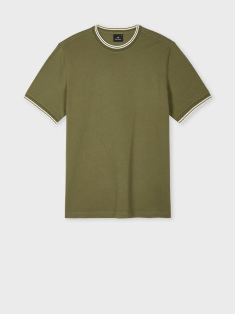 Paul Smith Khaki Regular-Fit Contrast Stripe Cotton T-Shirt