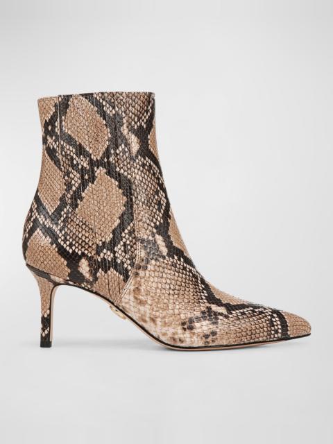 VERONICA BEARD Lisa Snake-Embossed Stiletto Booties